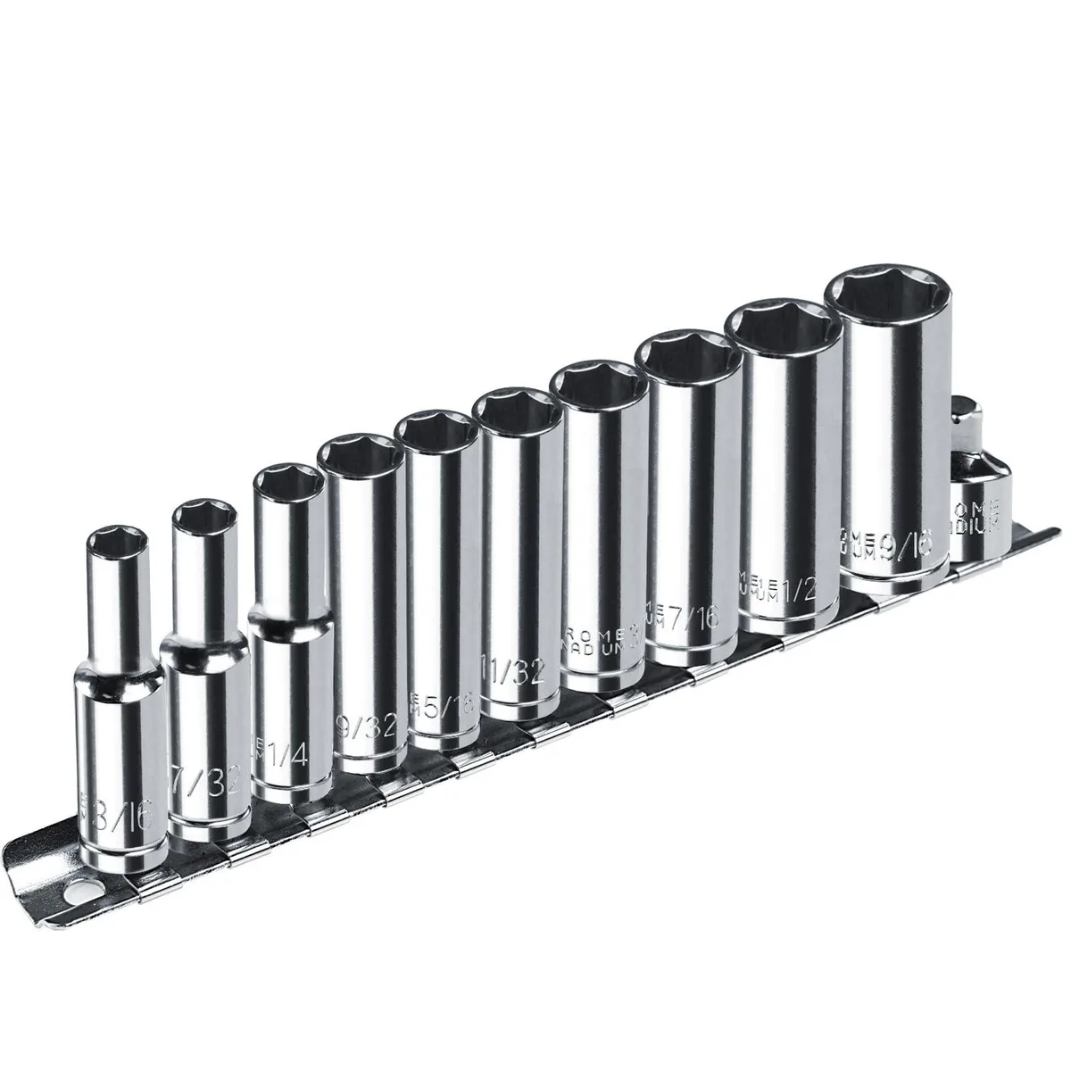 DeWalt 1/4" Drive 11PCS Deep Hex Socket Set (3/16-9/16) with 3/8F to 1/4M Adapter — product photo