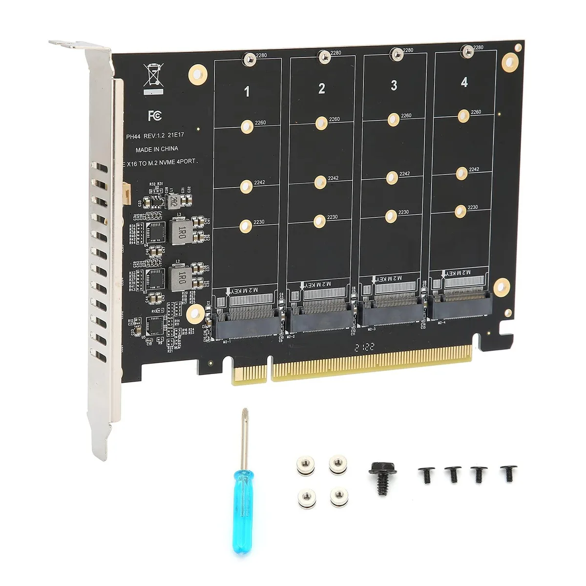 WRIARICH WRIARICH PH44 4-Port M.2 NVMe PCIe x16 Adapter — product photo