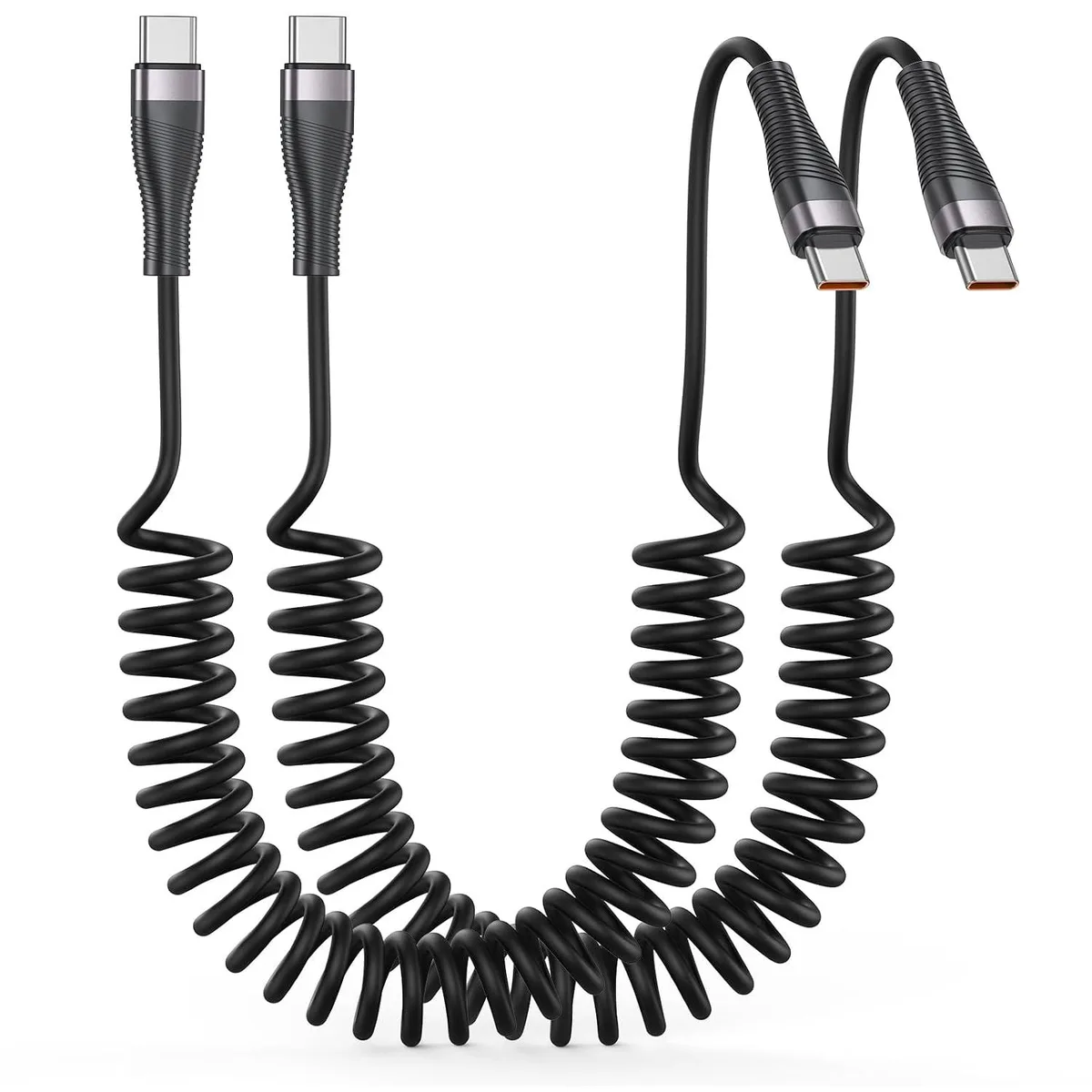Mobee Mobee Coiled USB-C to USB-C Cable 2 Pack 3FT Retractable 60W 480Mbps — product photo