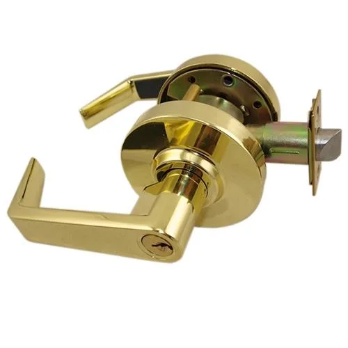 MAXTECH MAXTECH LKLE13014-3 Bright Brass US3 Grade 2 Storeroom Lever Door Lock — product photo