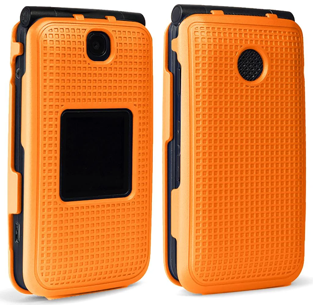 Nakedcellphone Nakedcellphone Grid Case Snap-On Cover Bright Orange for Alcatel Go Flip V MyFlip QuickFlip — product photo