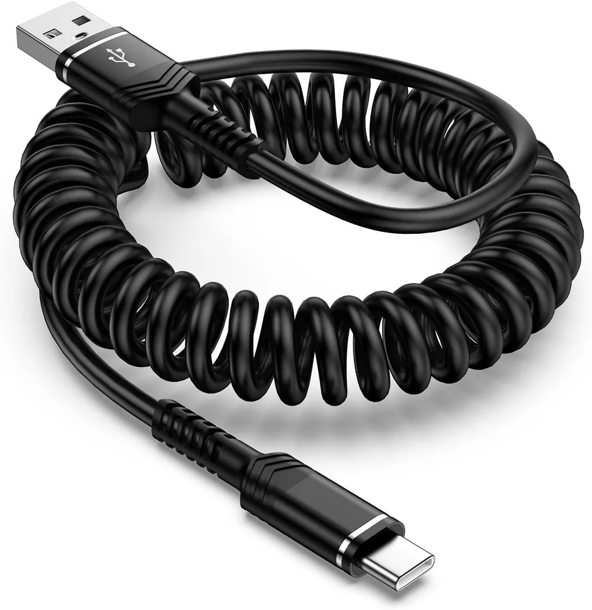 Mobee Mobee Coiled USB-C Retractable Cable 3FT USB-A to USB-C 3A 480Mbps — product photo