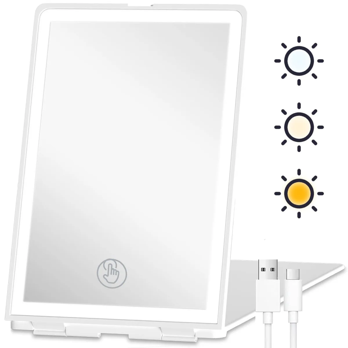  Haikopoon Travel Makeup Mirror 72 LED 7.5x5" White — product photo