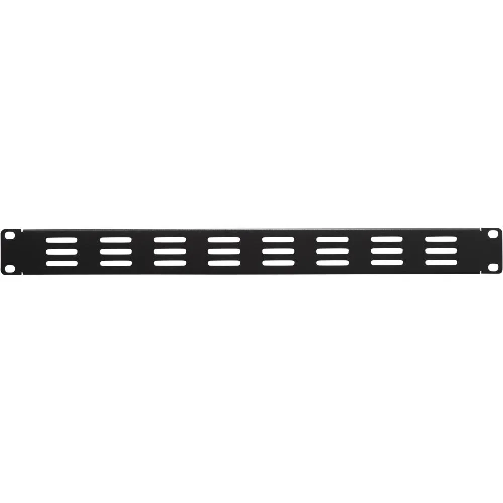 Black 1U slotted vent panel 19 inch rack mount cold rolled steel powder coated finish