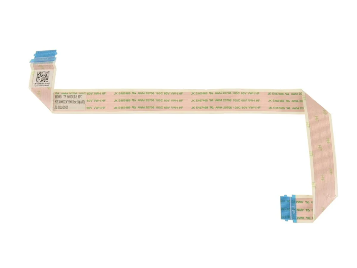 Flat orange ribbon cable with connectors at each end
