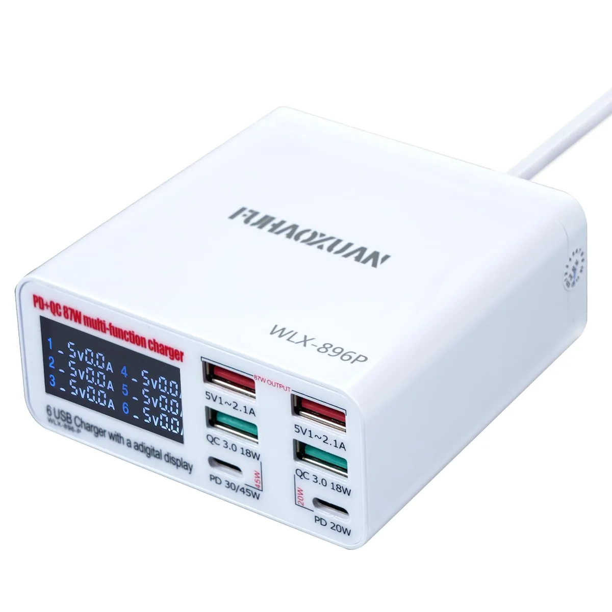 KEHIPI KEHIPI WLX-896P 87W 6-Port USB Charger White — product photo