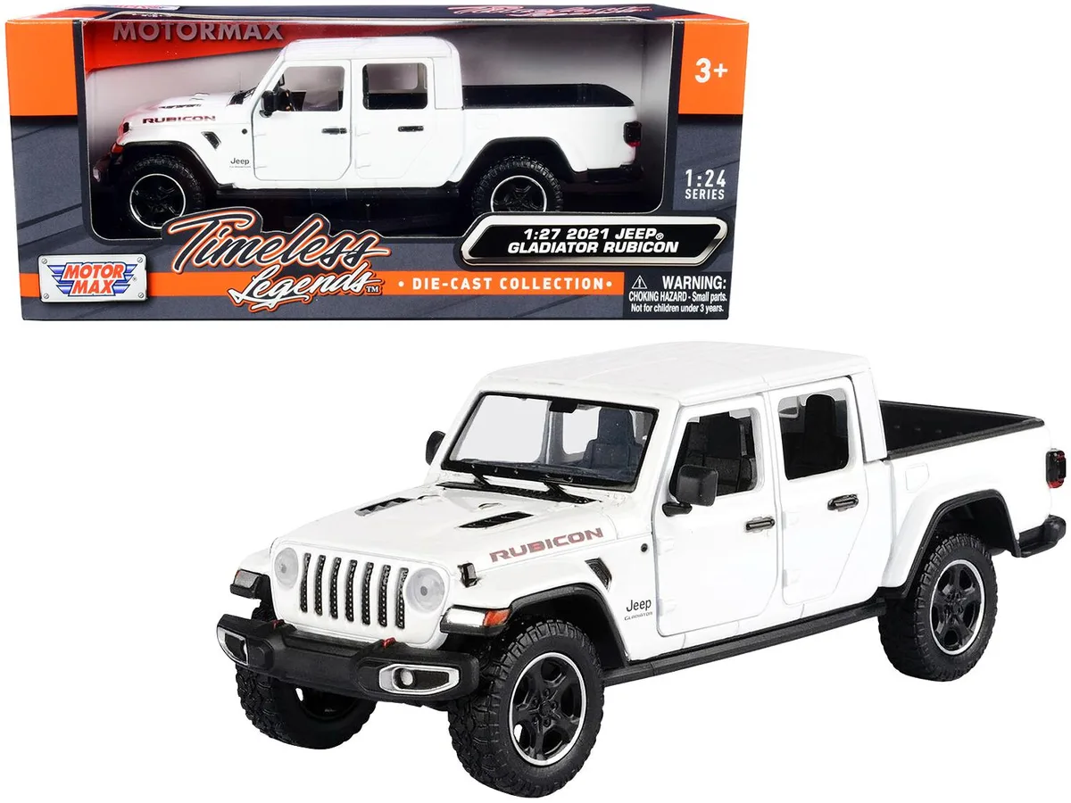 MOTORMAX MOTORMAX 2021 Jeep Gladiator Rubicon Closed Top White 1/24-1/27 Diecast Truck — product photo