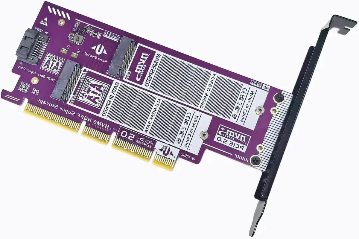SMUGDESK SMUGDESK PCIe 5.0/4.0 Dual M.2 NVMe SATA Adapter P582 Metal Bracket — product photo