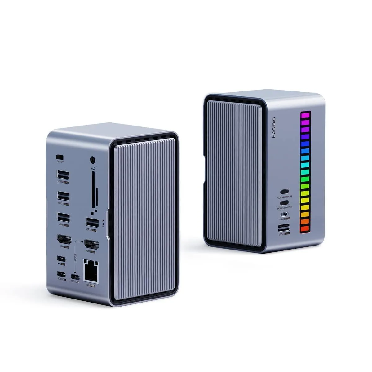 LORDWORLD LORDWORLD U100 Pro USB-C Dock Dual 4K@60Hz M.2 NVMe SATA RGB 100W PD 1000Mbps — product photo
