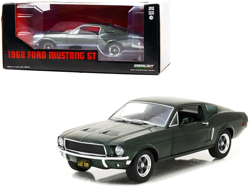 GREENLIGHT GREENLIGHT 1968 Ford Mustang GT Fastback Highland Green Metallic 1/24 Diecast Vehicle 84038 — product photo