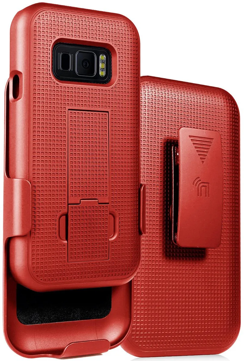 Nakedcellphone Nakedcellphone Kickstand Case + Belt Clip Holster Combo Red for Samsung Galaxy XCover FieldPro SM-G889A — product photo