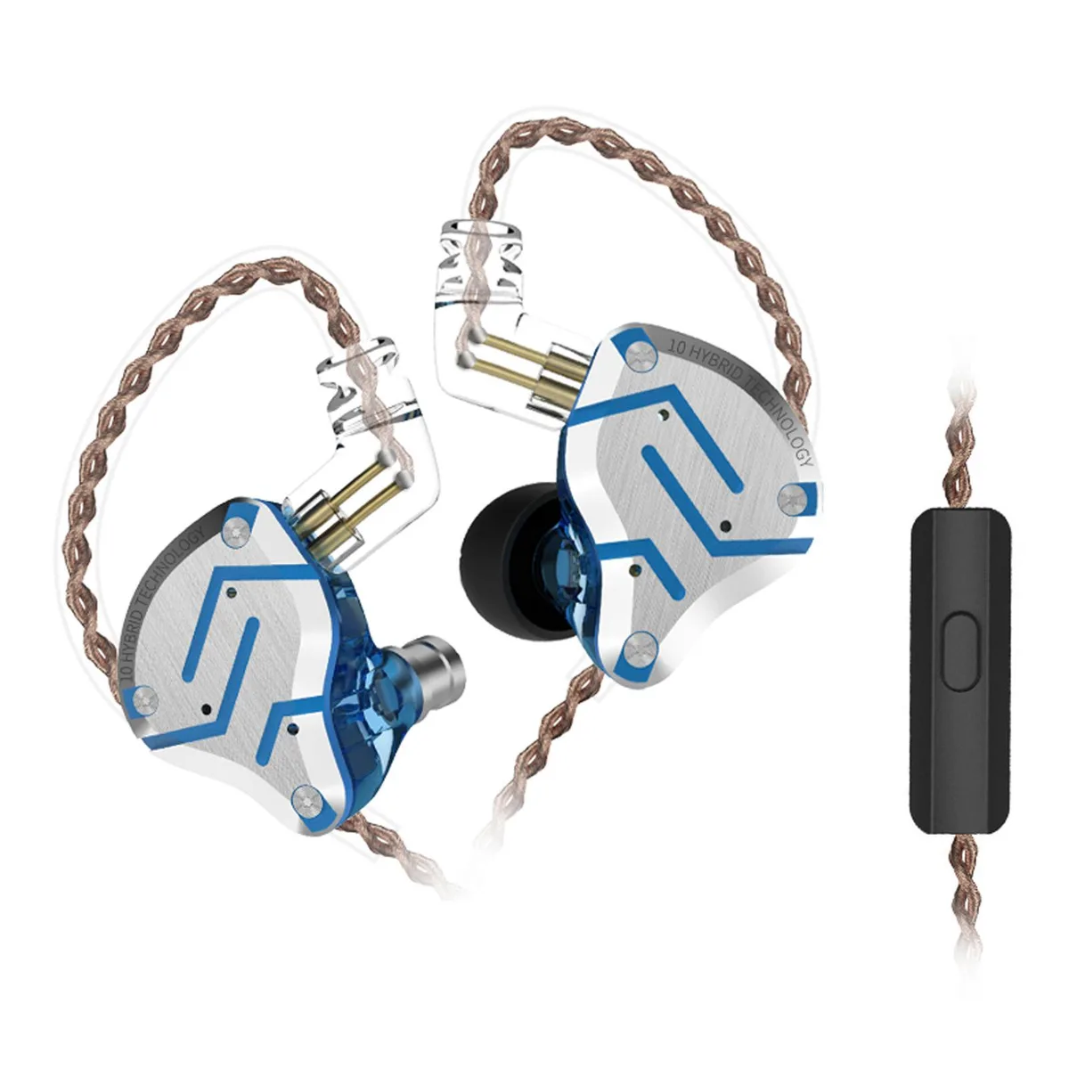 KZ Earphone KZ ZS10 Pro In-ear Headphones 1DD+4BA Blue with mic — product photo