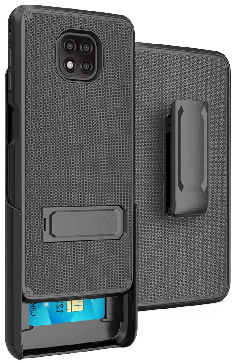 Nakedcellphone Nakedcellphone Tough Stand Case + Belt Clip Holster Combo for Motorola Moto G Power 2021 Black — product photo