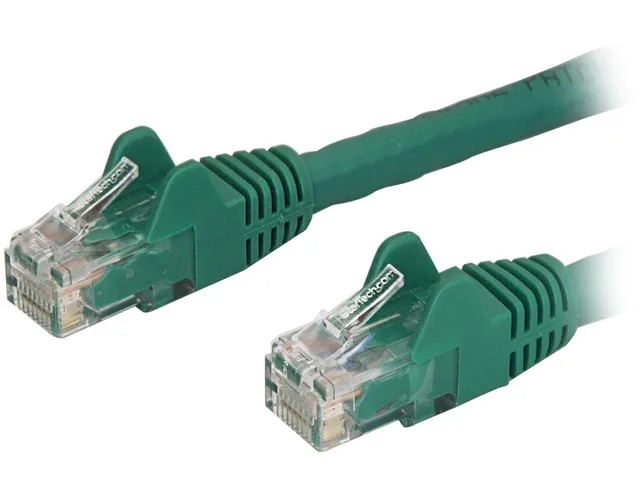 Short green Cat6 patch cable with clear snagless RJ45 plugs