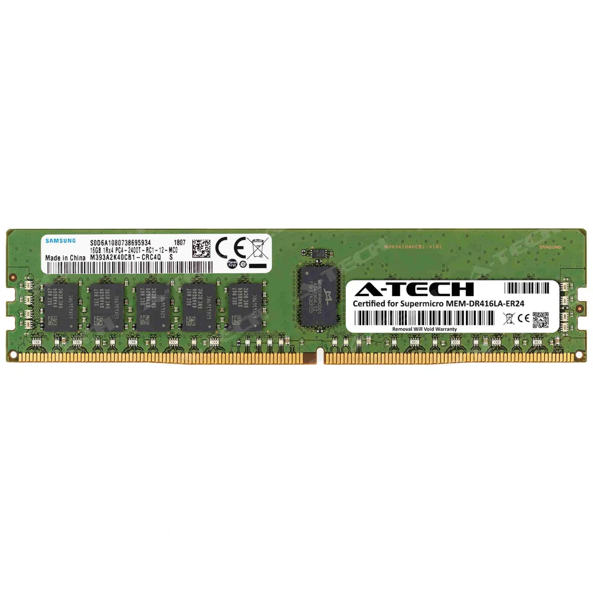 A-Tech A-Tech Supermicro Certified 16GB DDR4 2400 CL17 1Rx4 ECC RDIMM 288-Pin Server Memory — product photo