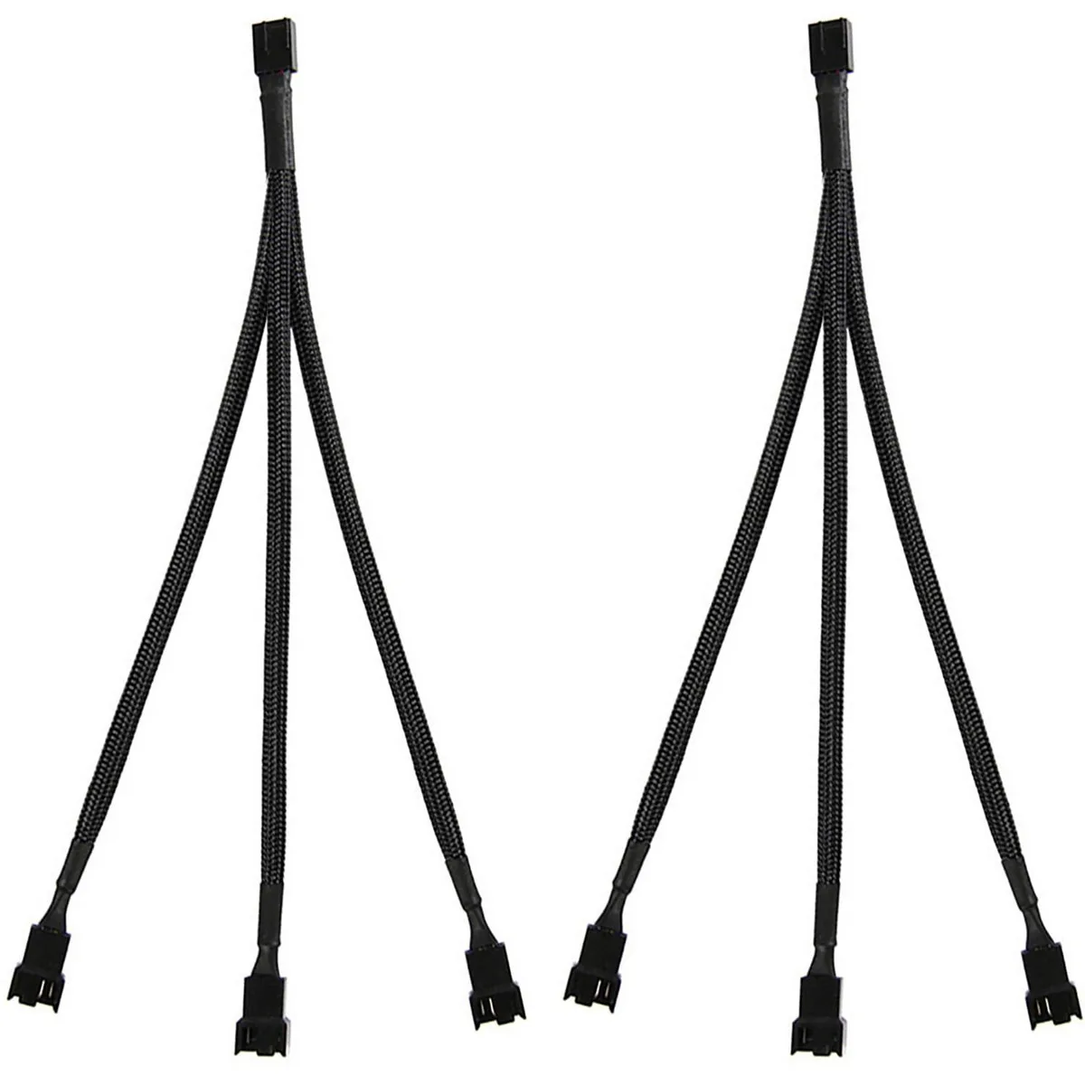  ThreeBulls 2 Pack 1 to 3 PWM Fan Splitter Cable 10.6" 4-Pin/3-Pin Black — product photo