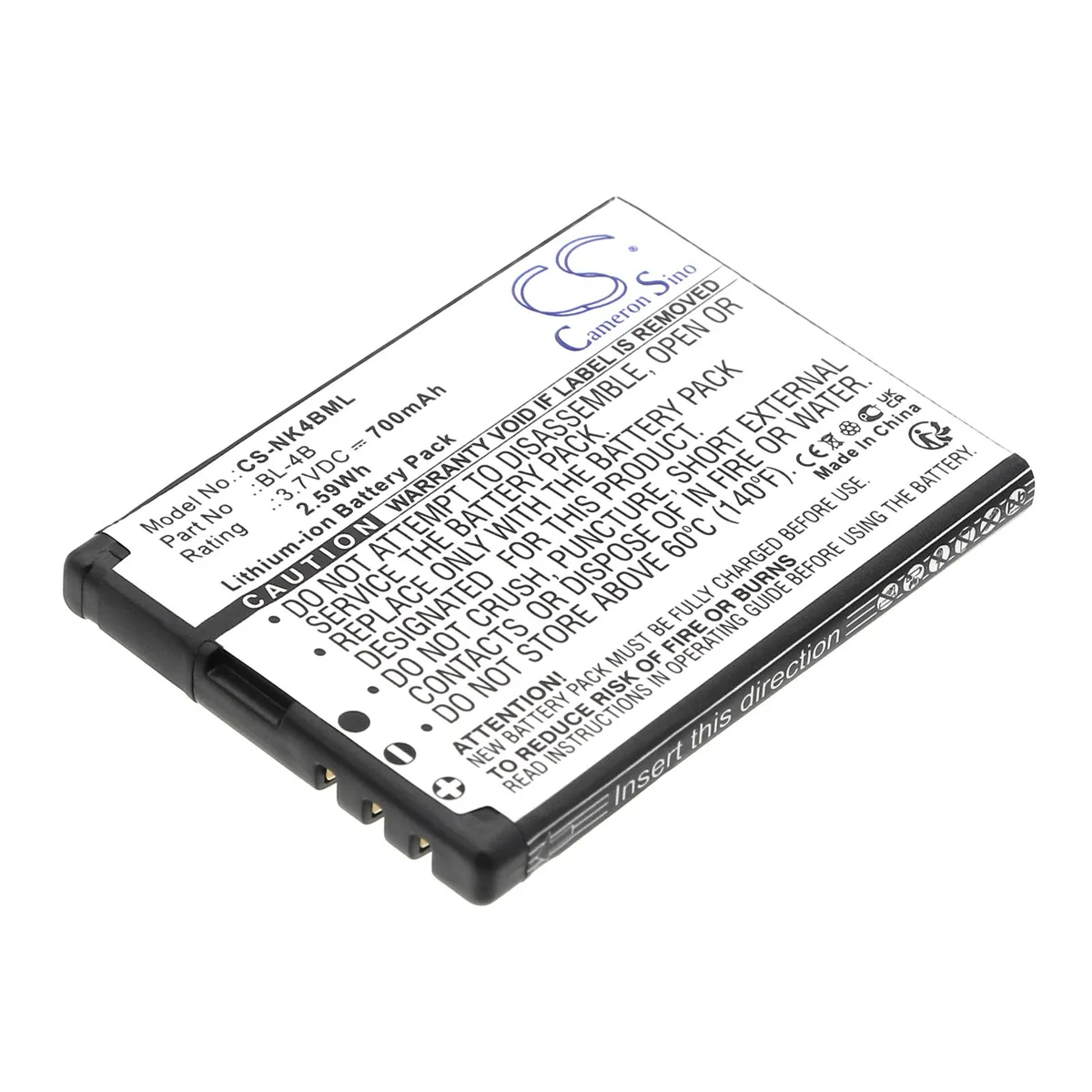 Cameron & Co Cameron & Co DS-CS-NK4BML cell phone battery 3.7V 700mAh Li-ion black — product photo