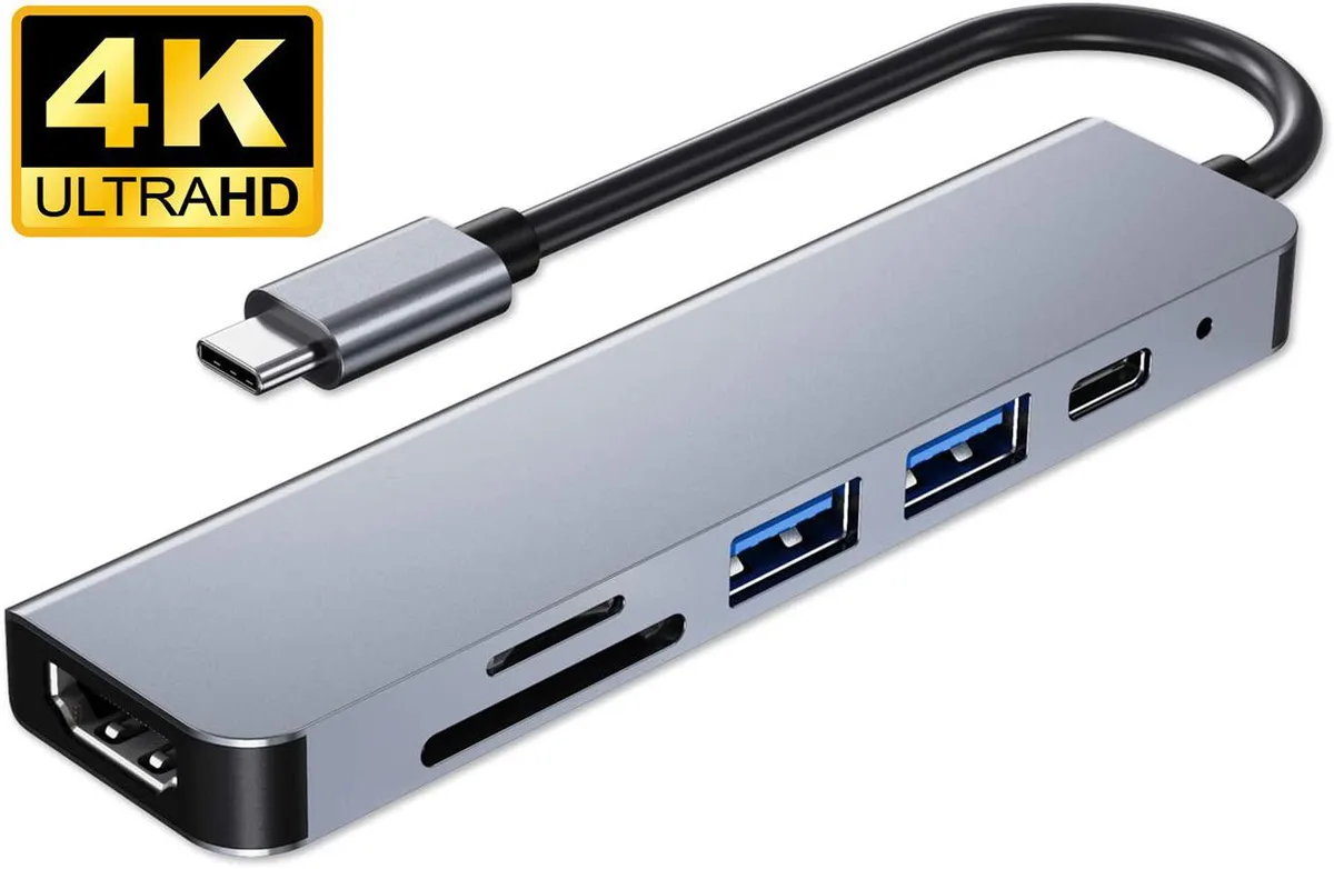 WRIARICH WRIARICH W6H1 6-in-1 USB Display Adapter Gray — product photo