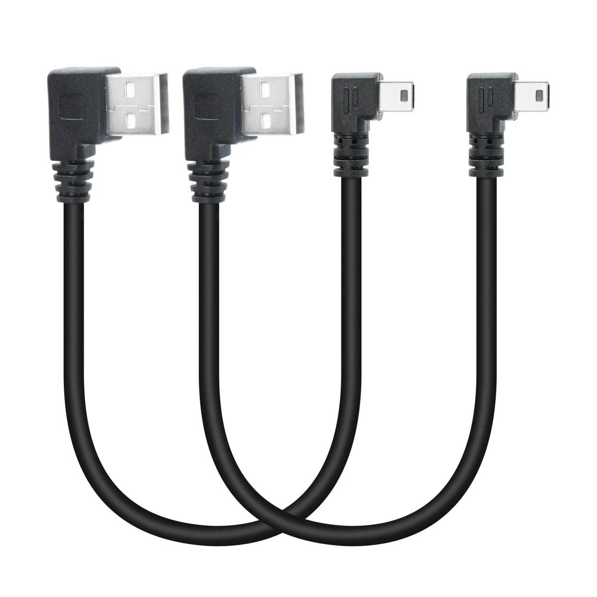 Vszerda Vszerda USB 2.0 A Male to Mini USB 90° Right Angle Cable 25 cm 480 Mbps 2-Pack — product photo