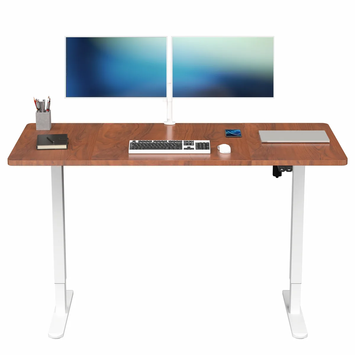 VIVO VIVO Electric Standing Desk 60 x 30 Dark Walnut White Frame — product photo