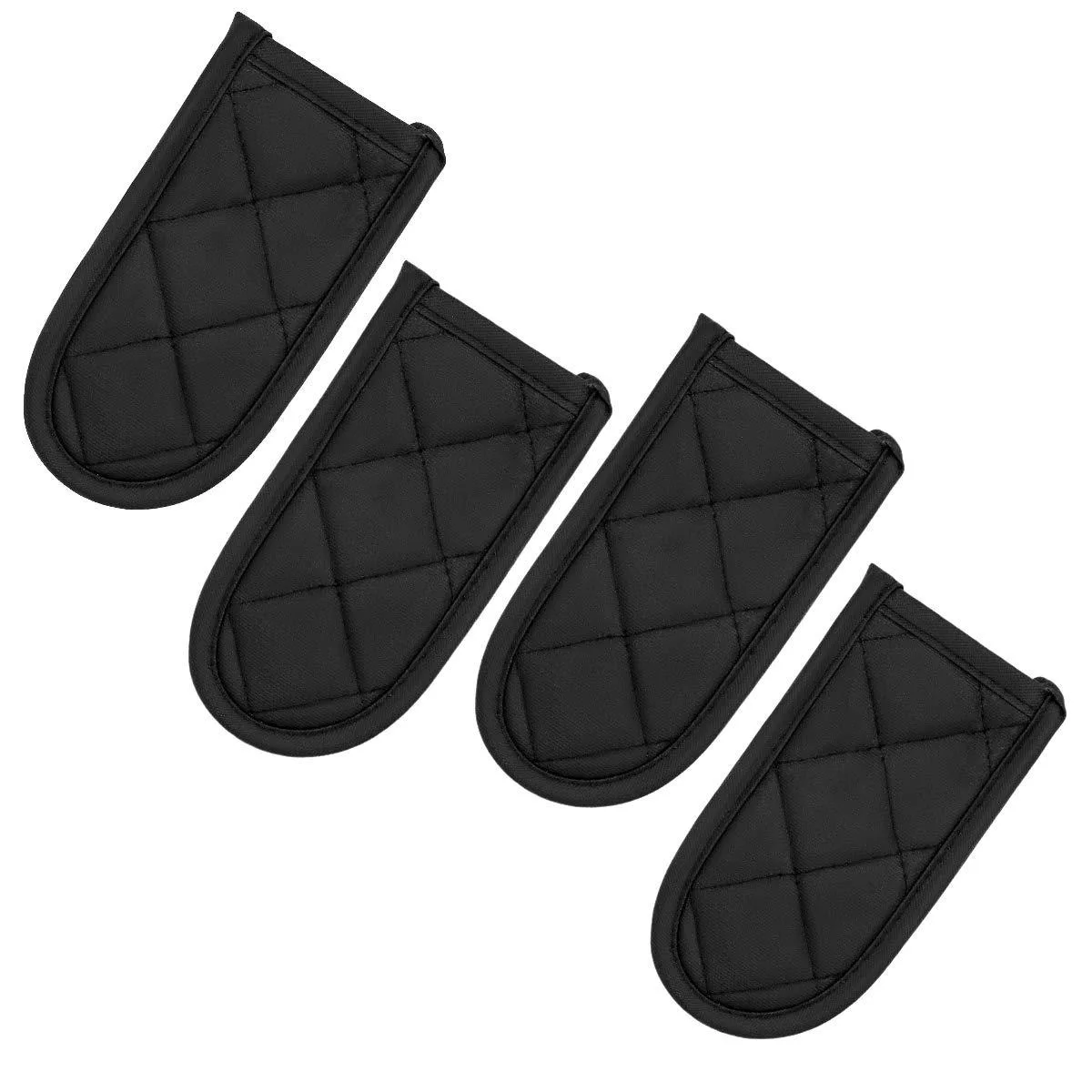 Four black fabric handle sleeves with hanging loops