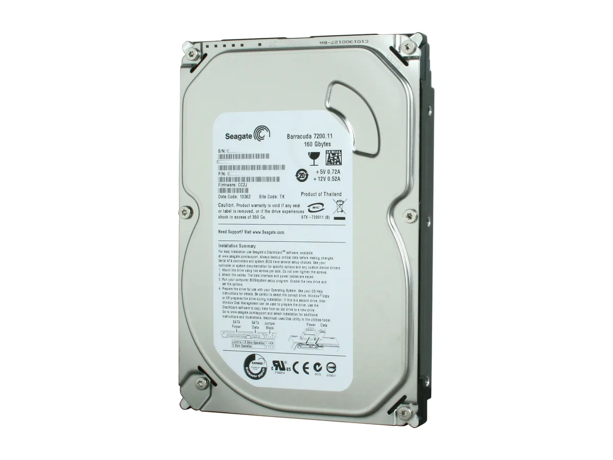 Seagate Seagate ST3160813AS 160GB 7200 RPM 8MB SATA 3.0Gb/s 3.5" internal hard drive — product photo