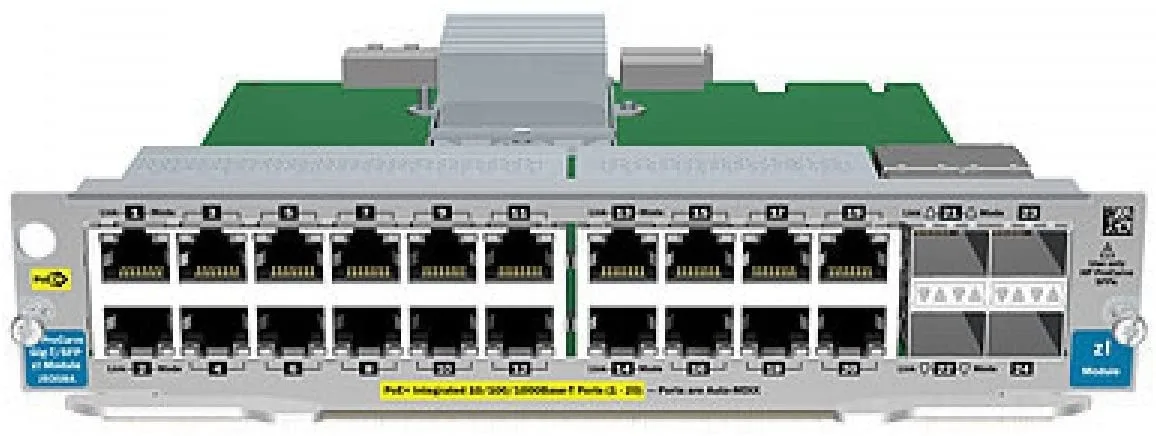 HP HP 20-Port Gig-T PoE+ / 2-Port SFP+ v2 zl Module J9536A — product photo