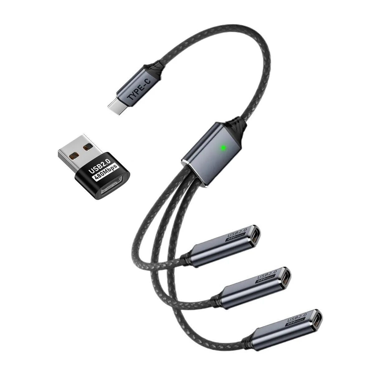 Fervit Fervit USB 2.0 Type-C to 3 Port Hub Cable 480Mbps — product photo