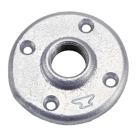 Anvil ductile iron threaded flange, zinc-plated finish, four bolt holes