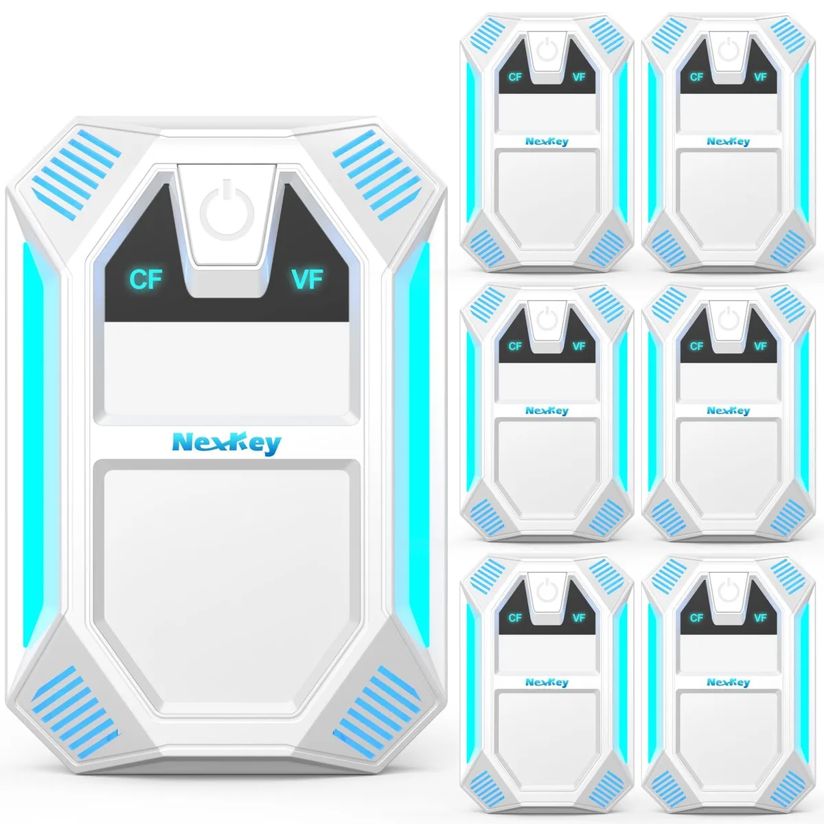 Six white plug-in ultrasonic pest repellers