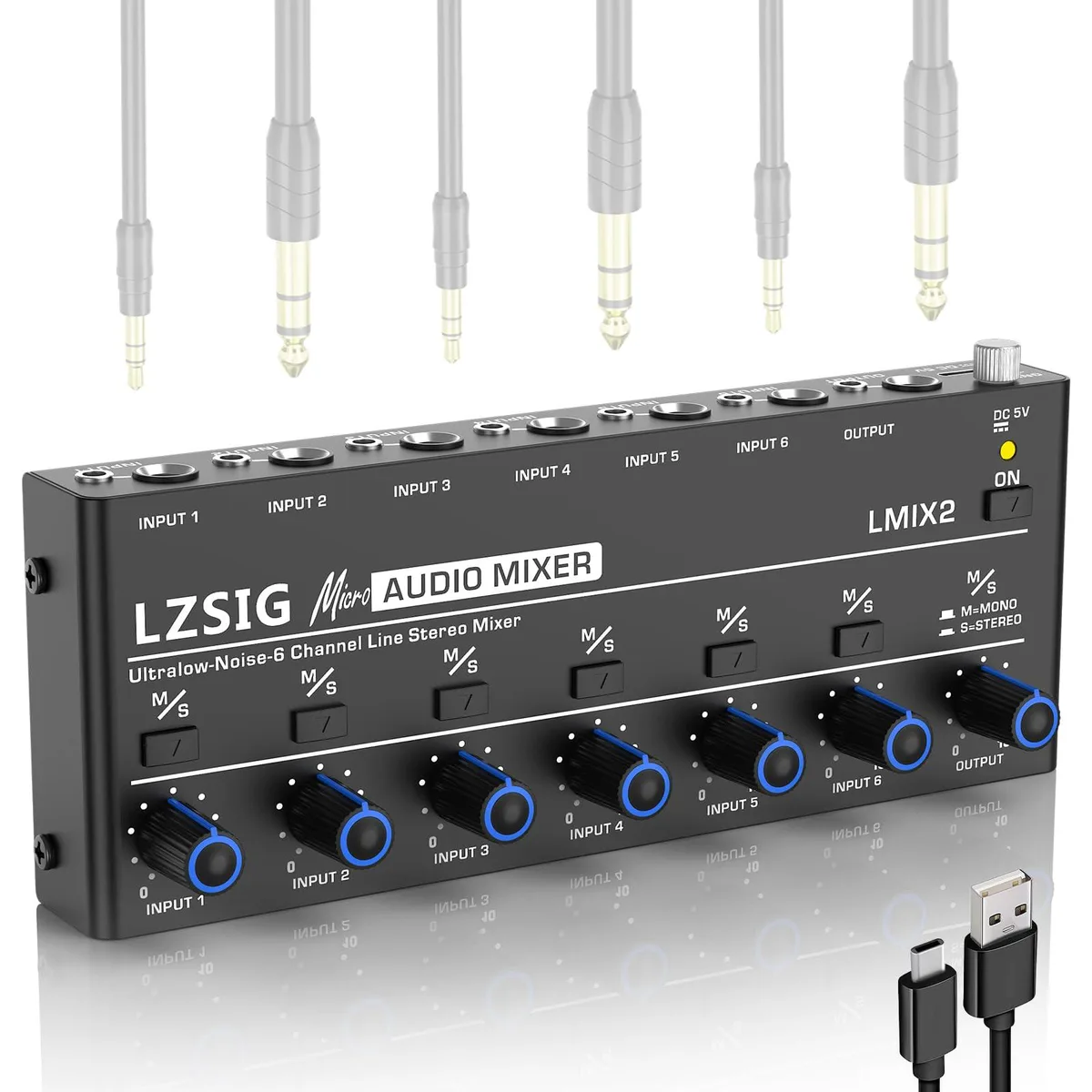  LZSIG LMIX2 6-Channel Audio Mixer 6 In 1 Out — product photo