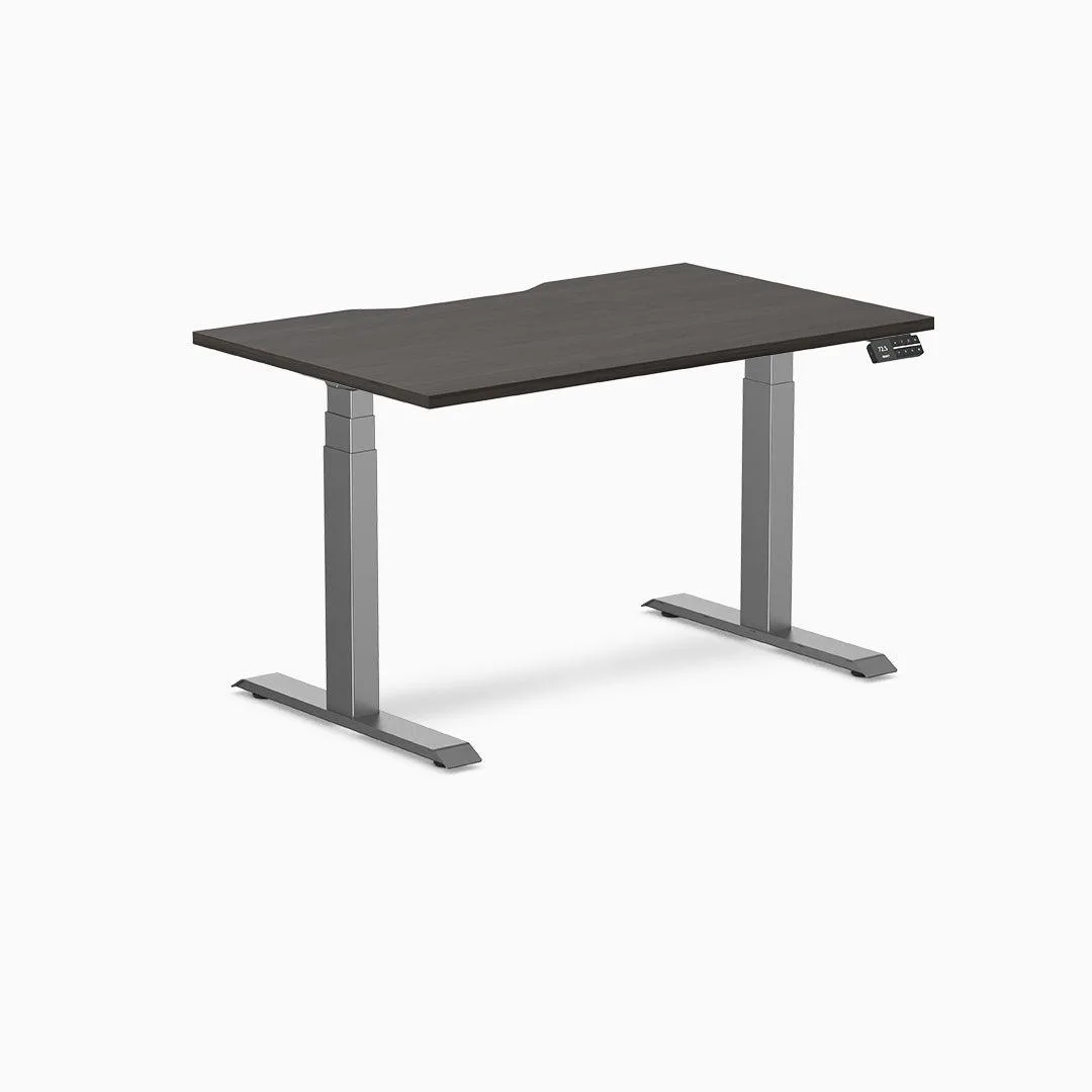 Desky Desky Dual Scalloped Sit-Stand Desk 47.2 x 29.5 in Burnished Wood Space Gray — product photo