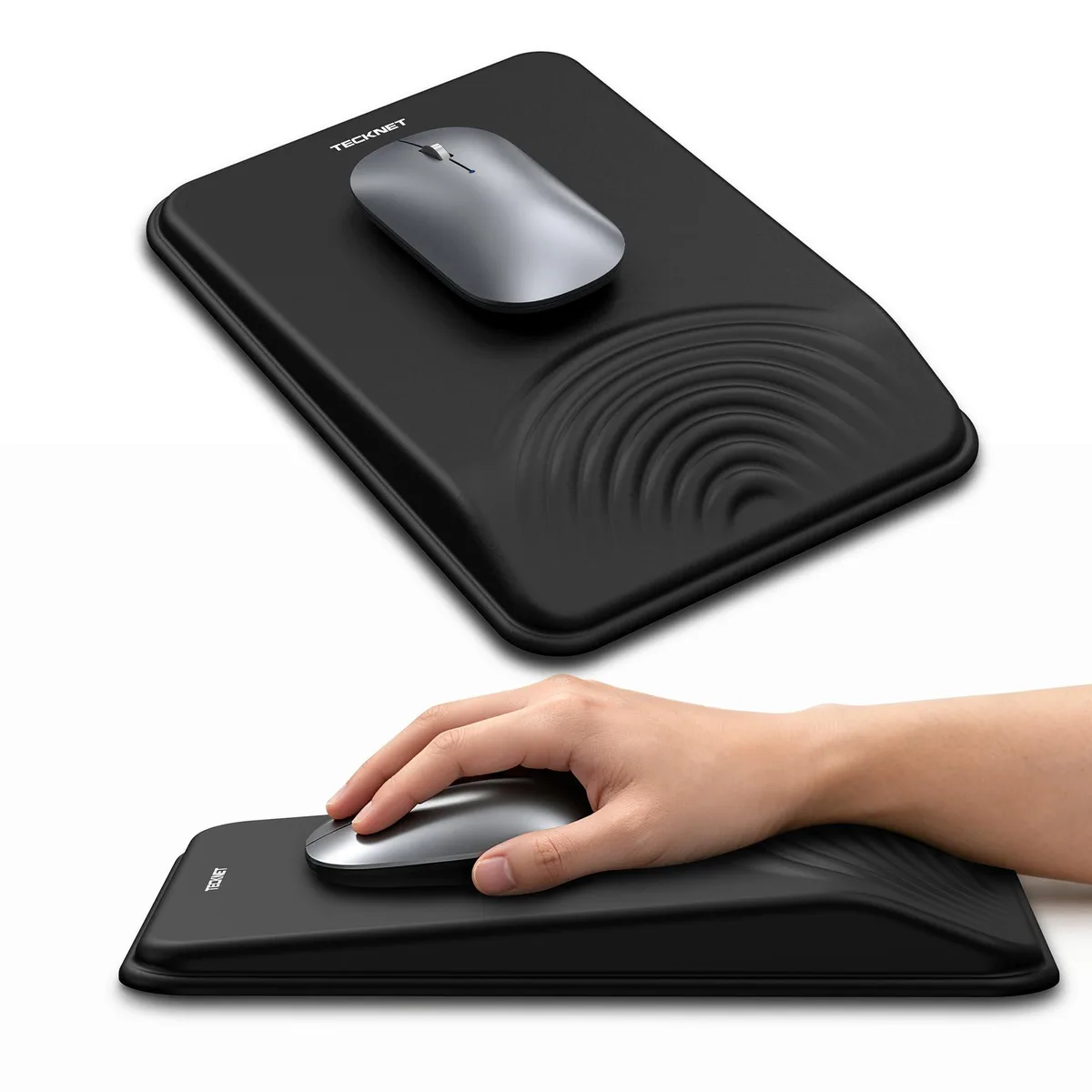  TECKNET MGM01143BA01 Ergonomic Mouse Pad with Wrist Rest 19° 11.4 x 7.8 in Black — product photo