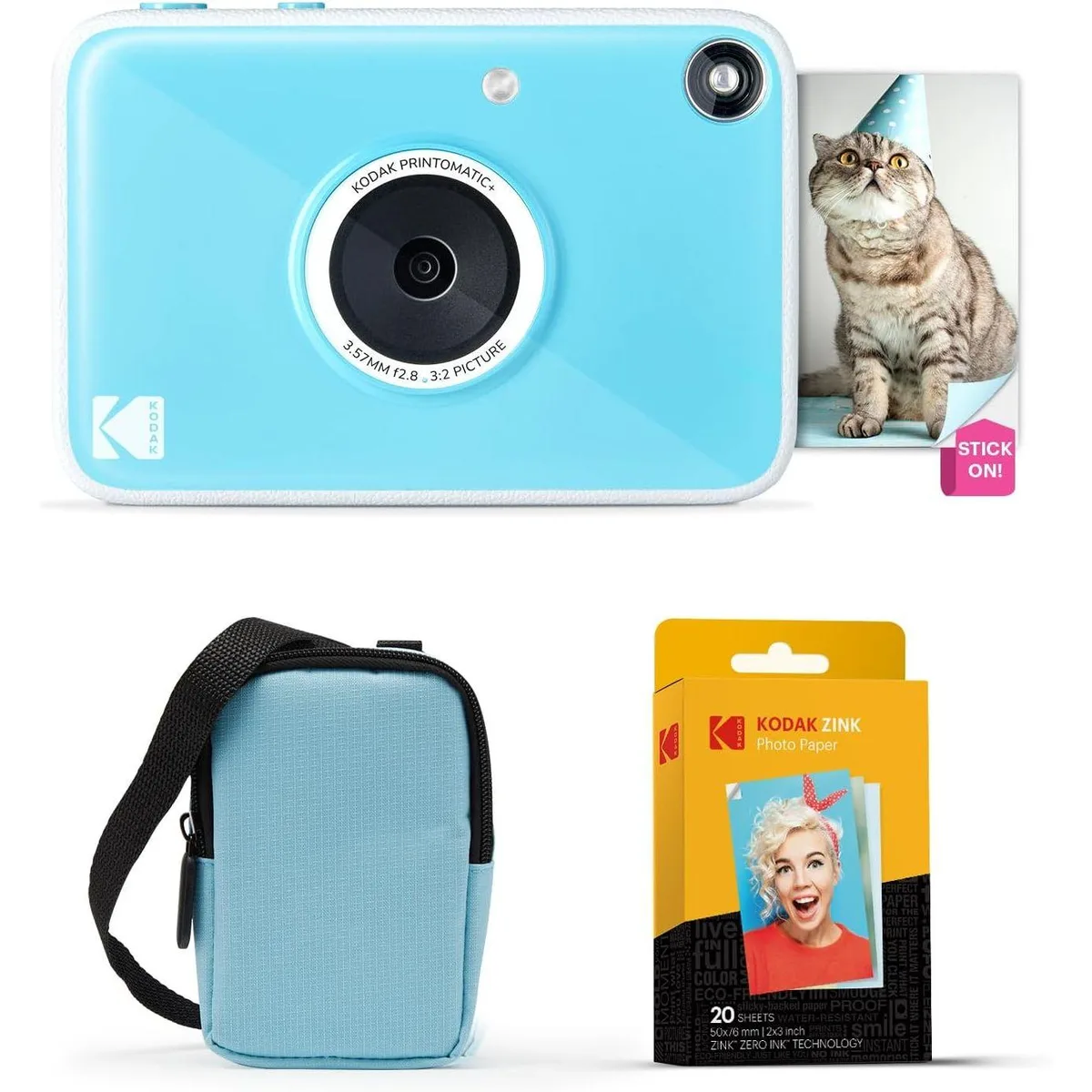 Kodak Kodak Printomatic+ Instant Print Camera Starter Bundle Blue 10MP 20pk Zink Paper — product photo