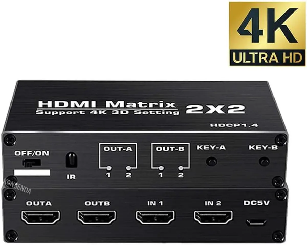 Vszerda Vszerda 2x2 HDMI Matrix Switch 4K 60Hz HDR IR Remote Black — product photo
