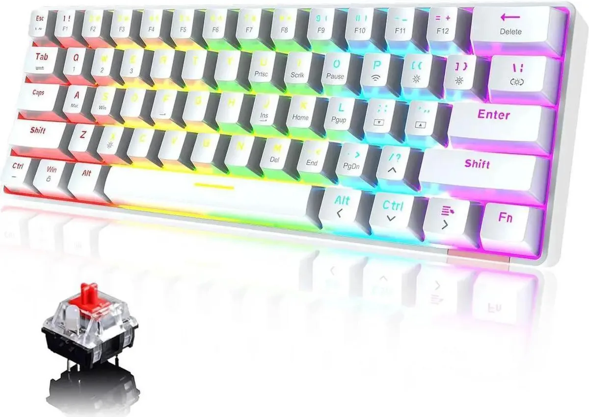 JAENFONG JAENFONG 60% Wireless Mechanical Gaming Keyboard 61 Key Bluetooth 5.0 White — product photo