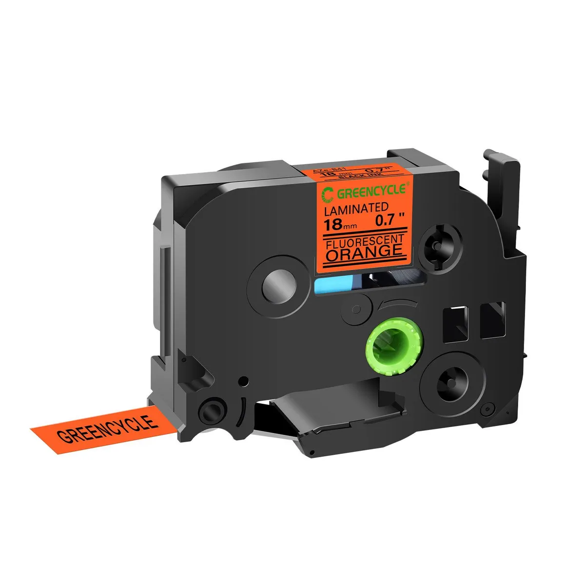 GREENCYCLE GREENCYCLE TZe-B41 label 18mm Black on Fluorescent Orange — product photo