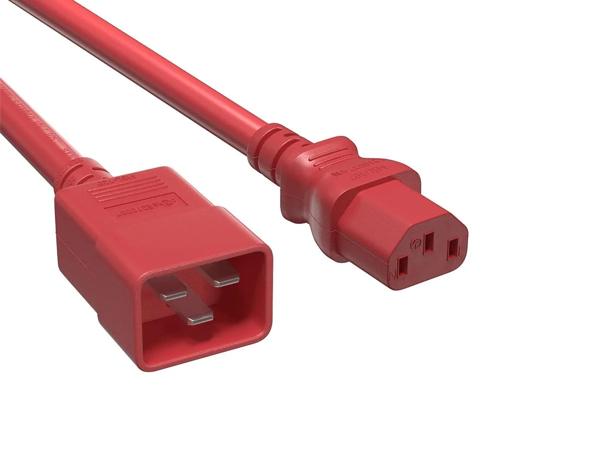 Cable Leader Cable Leader 6ft IEC C20 to C13 Heavy Duty Power Extension Cord 14 AWG 15A 250V Red — product photo