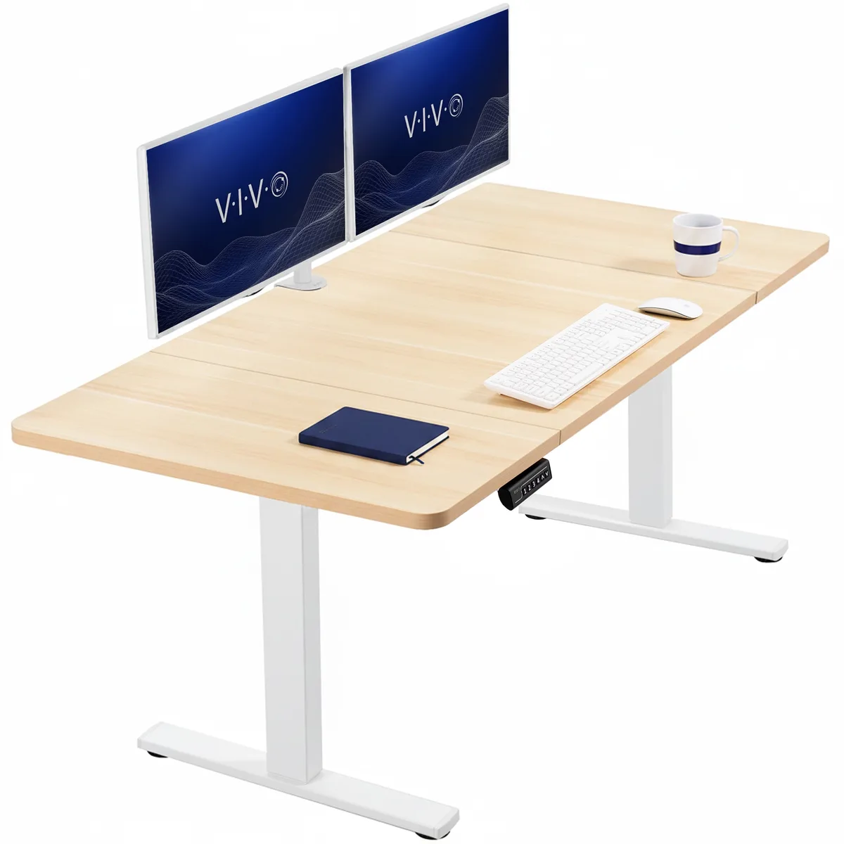 VIVO VIVO Electric Desk 60 x 30 Light Wood White Frame — product photo