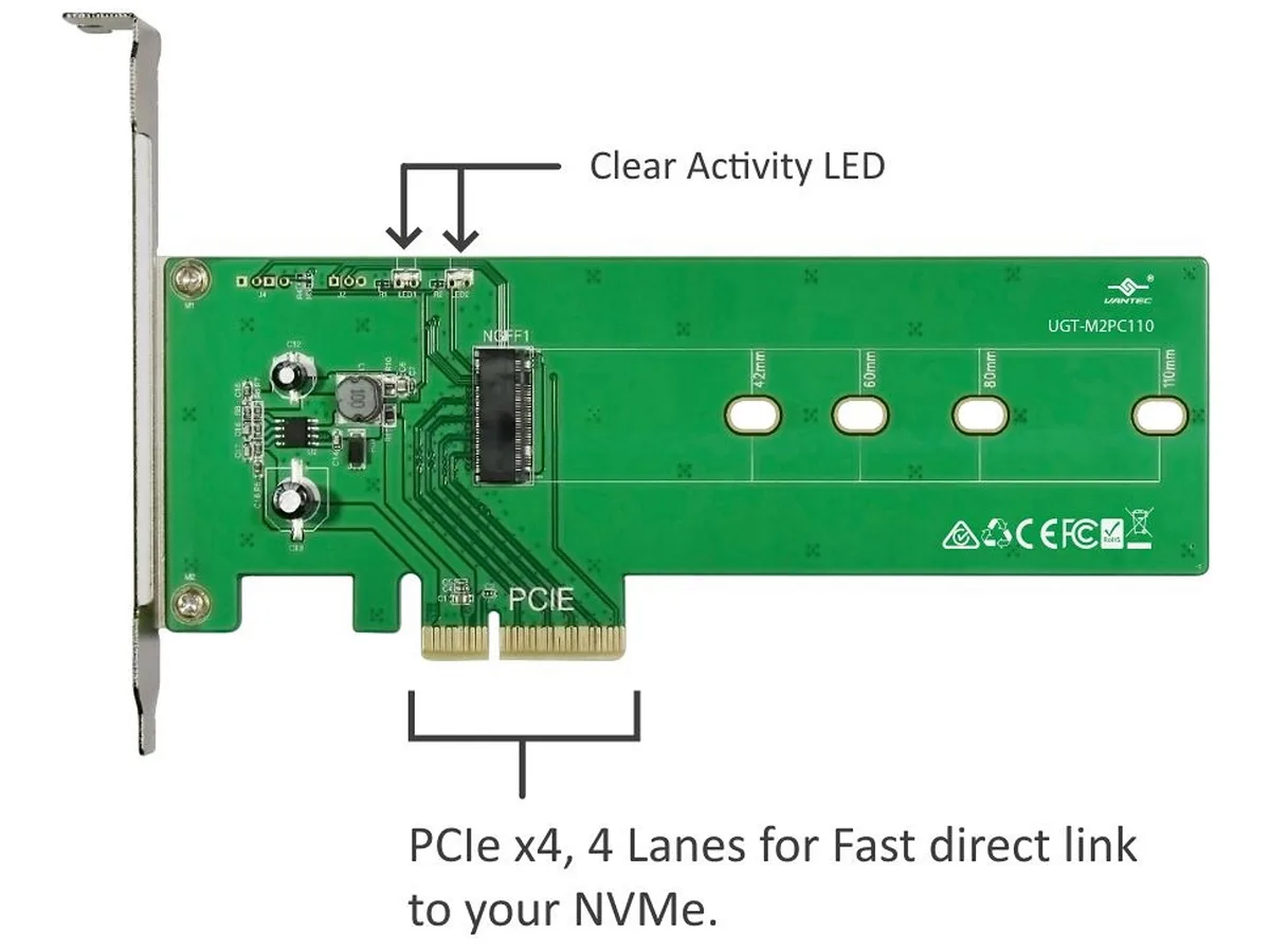 Vantec Vantec UGT-M2PC110 PCIe to M.2 expansion card 110mm — product photo