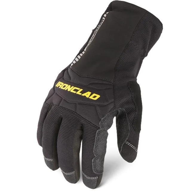 Pair of medium cold protection gloves with synthetic leather palms and fleece insulation