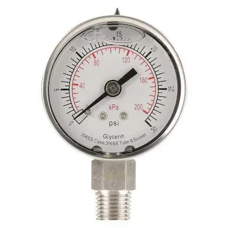 Value Brand Value Brand 4CFF6 Commercial Pressure Gauge 0-30 psi 2 in Dial 1/4 in NPT — product photo