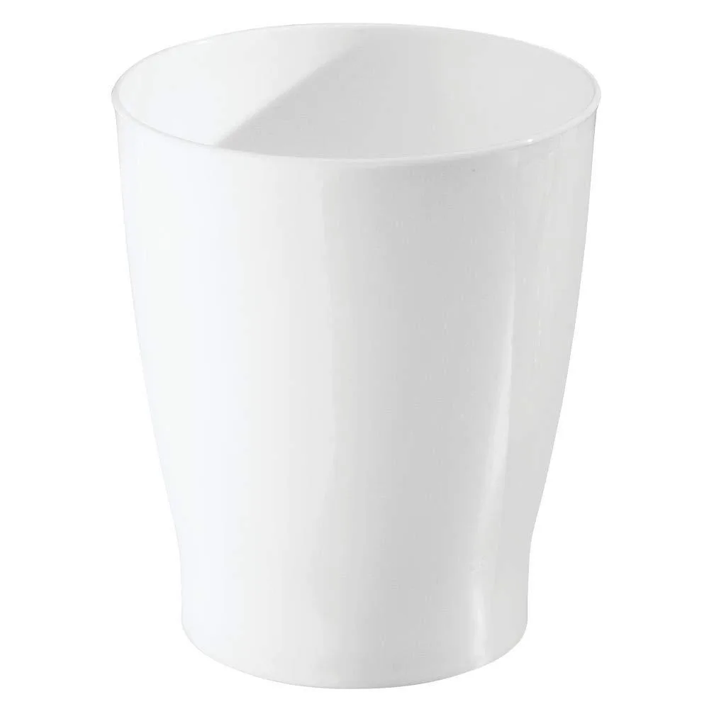 Twelve white round plastic bins each 7.7 by 9.1 inches