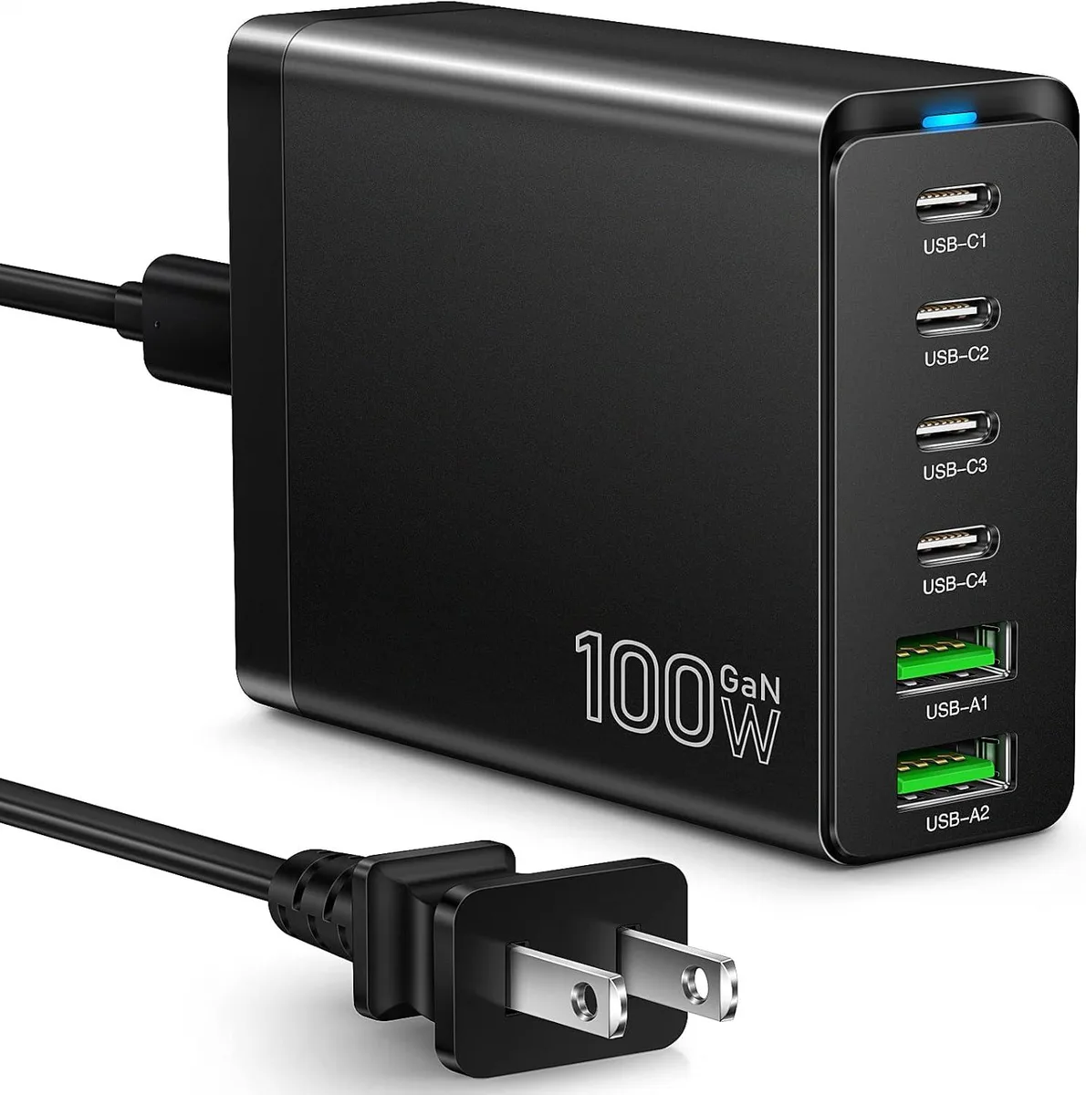 PISKEKAT PISKEKAT 100W 6-Port Charger 4 USB-C 2 USB-A Black — product photo