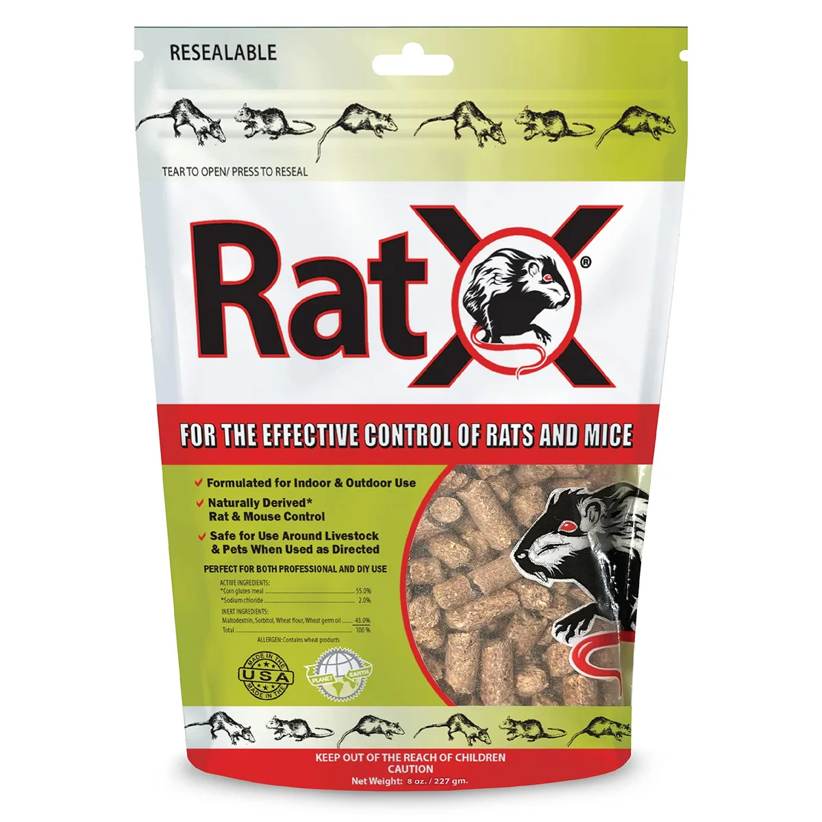 Green all-natural rodent pellets in 8 oz bag model 620100