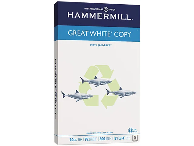 Hammermill Hammermill 86704 Great White Recycled Paper 92 Brightness 20lb 14in 500 sheets — product photo