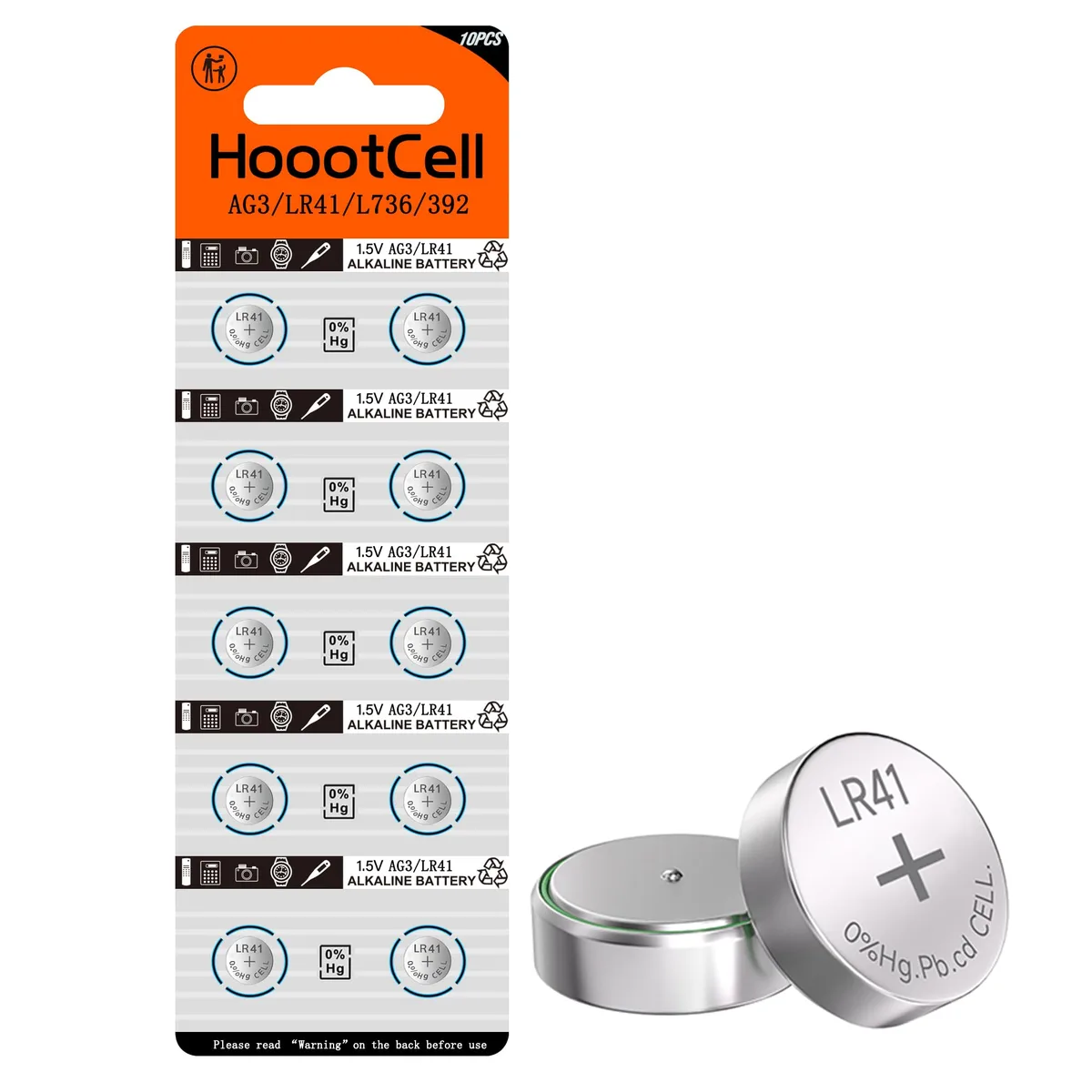 No Sew No Sew LR41 AG3 Alkaline Button Cell 1.5V 45mAh 10 Pack — product photo