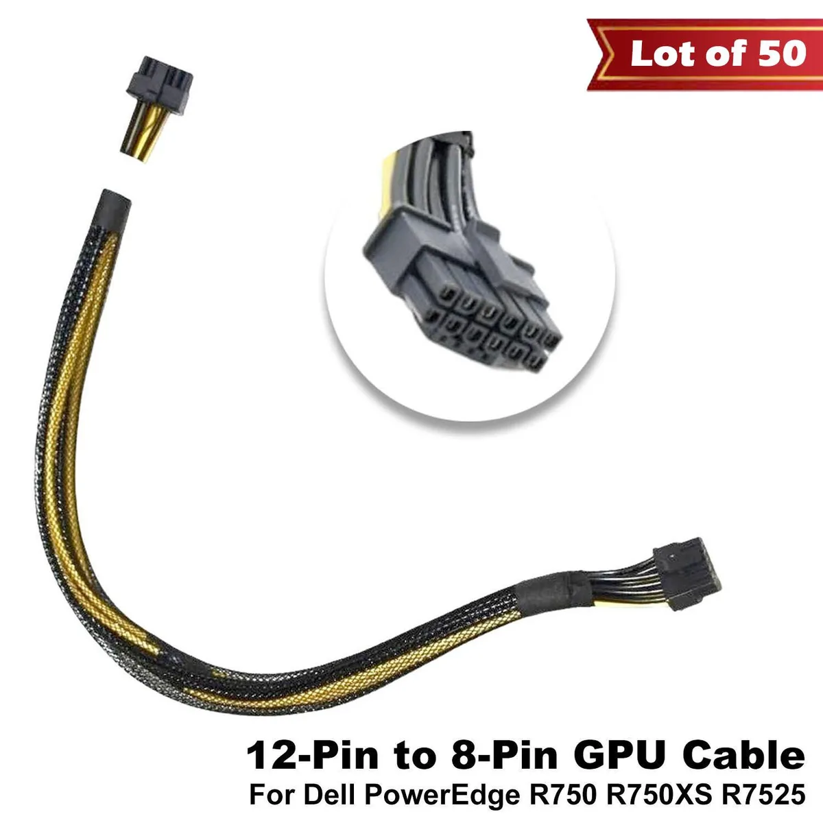 DELL DELL GPU Power Cable 12-Pin to 8-Pin 16" F8NXW Lot of 50 — product photo