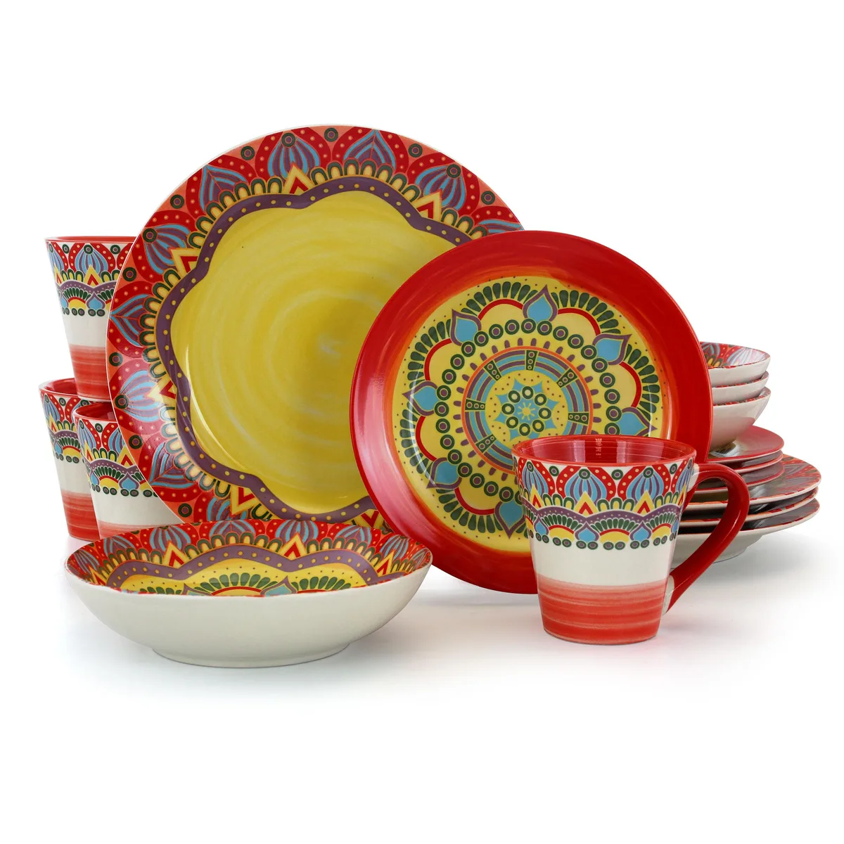 Elama Elama Zen Red Mozaik 16 Piece Dinnerware Set 510111820M — product photo