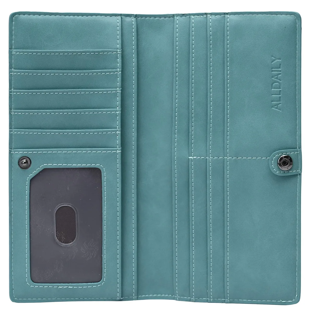  Alldaily Al1633prbu wallet Blue RFID 11 card slots 7.48"L 3.74"W .59"H — product photo